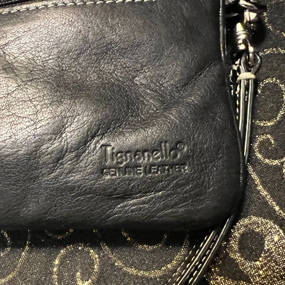Tignanello Black Leather Clutch Wristlet